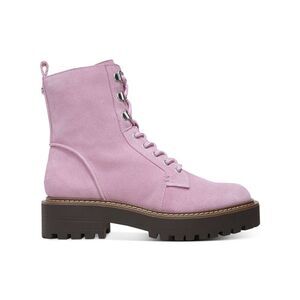 NWT SAM EDELMAN Womens Pink Lue Round Toe Block Heel Leather Combat Boots 8.5 M